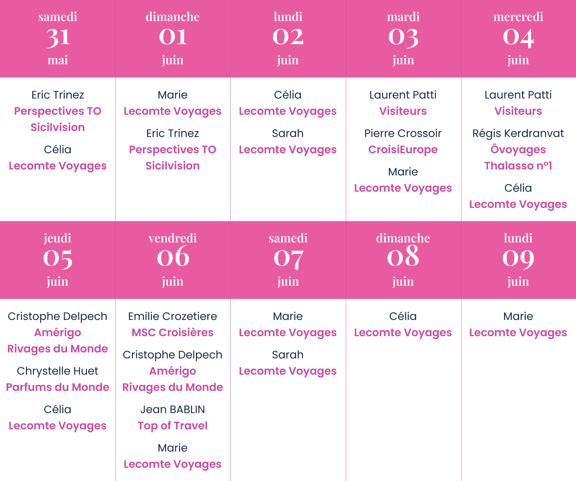 tableau-planning Foire expo Limoges